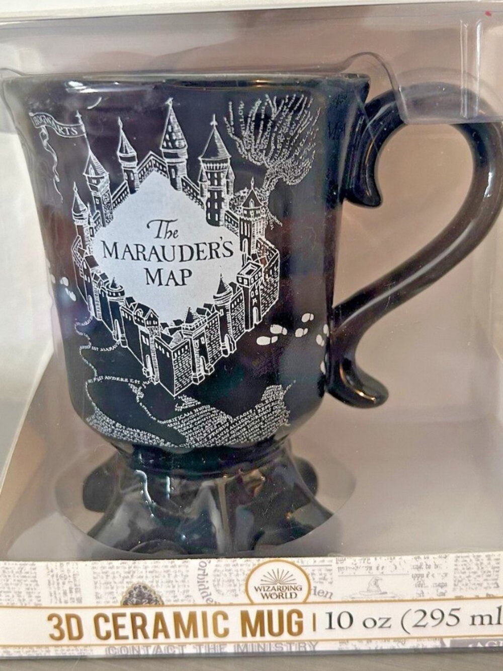 NEW Harry Potter Marauder's Map Mischief Managed 10oz Black Footed Mug Universal